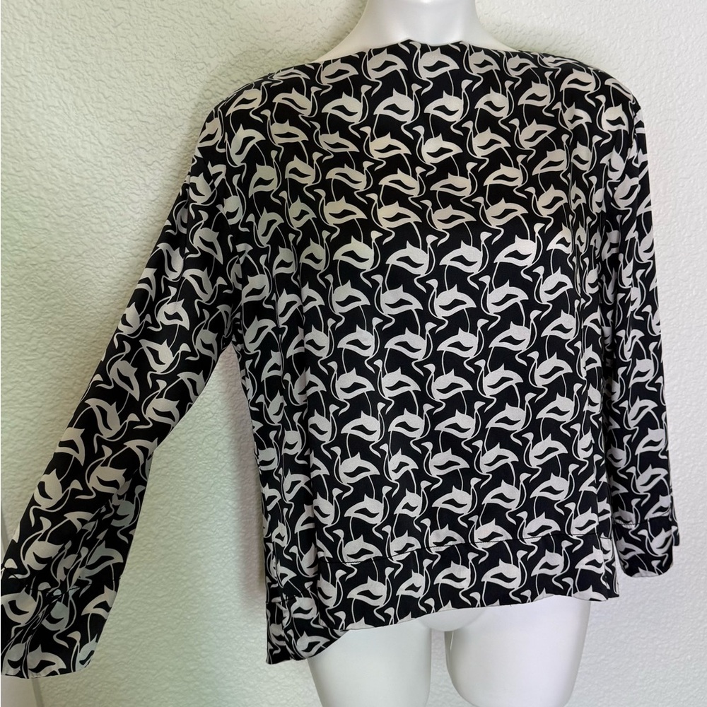 Zara Black and White Patterned Blouse